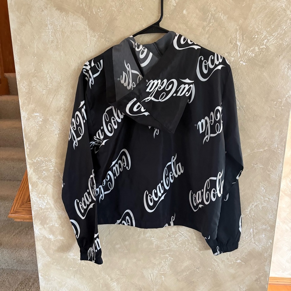 Coca Cola Black and White Women's Windbreaker Hoodie - Picture 4 of 4